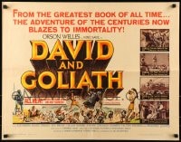 6z587 DAVID & GOLIATH 1/2sh 1961 Orson Welles as King Saul, cool battle artwork!