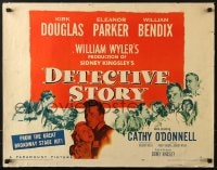 6z596 DETECTIVE STORY style A 1/2sh 1951 William Wyler, Kirk Douglas can't forgive Eleanor Parker!