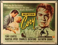 6z791 MISTER CORY style A 1/2sh 1957 art of pro poker player Tony Curtis & kissing sexy Martha Hyer!