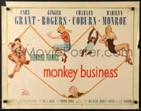 6z796 MONKEY BUSINESS 1/2sh 1952 Cary Grant, Ginger Rogers, Charles Coburn, sexy Marilyn Monroe!