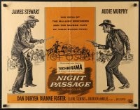 6z808 NIGHT PASSAGE style B 1/2sh 1957 Jimmy Stewart & Audie Murphy, savage fury of their blood feud!