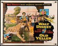 6z814 OLD YELLER 1/2sh R1974 Dorothy McGuire, Fess Parker, art of Walt Disney's most classic canine!