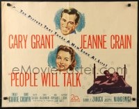 6z827 PEOPLE WILL TALK 1/2sh 1951 great artwork of Cary Grant who loves pretty Jeanne Crain!