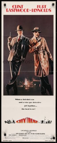 6z083 CITY HEAT insert 1984 art of cop Clint Eastwood & Burt Reynolds the detective by Fennimore!