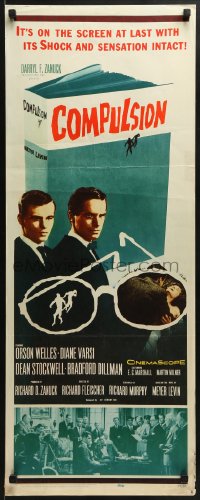 6z092 COMPULSION insert 1959 Dean Stockwell & Bradford Dillman try to commit the perfect murder!