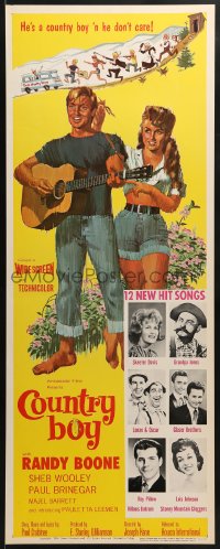 6z095 COUNTRY BOY insert 1966 artwork of Randy Boone with guitar, Nashville country western music!