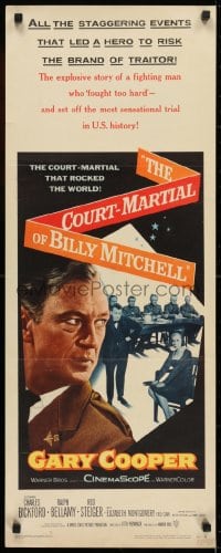 6z096 COURT-MARTIAL OF BILLY MITCHELL insert 1956 c/u of Gary Cooper, directed by Otto Preminger!