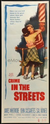 6z099 CRIME IN THE STREETS insert 1956 directed by Don Siegel, Sal Mineo & 1st John Cassavetes!