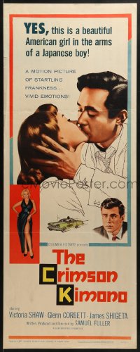 6z101 CRIMSON KIMONO insert 1959 Sam Fuller, James Shigeta, Japanese-U.S. interracial romance!