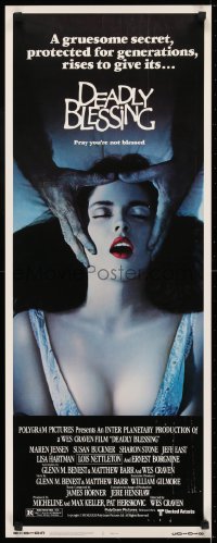 6z106 DEADLY BLESSING insert 1981 Wes Craven, a gruesome secret protected for generations rises!