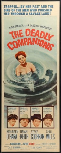 6z107 DEADLY COMPANIONS insert 1961 first Peckinpah, art of sexy Maureen O'Hara caught swimming!