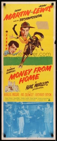 6z256 MONEY FROM HOME 3D insert 1954 cool images, Dean Martin with wacky horse jockey Jerry Lewis!