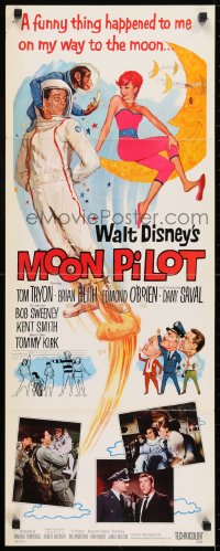 6z258 MOON PILOT insert 1962 Disney, Tom Tryon, Dany Saval, wacky space man and moon girl art!