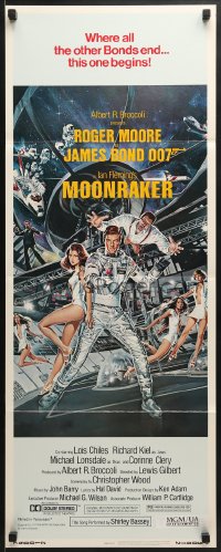 6z259 MOONRAKER insert 1979 art of Moore as James Bond & sexy Lois Chiles by Goozee!