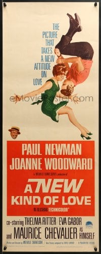 6z265 NEW KIND OF LOVE insert 1963 Paul Newman loves Joanne Woodward, great romantic image!