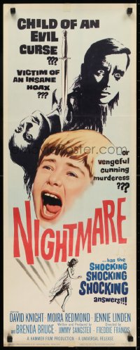 6z271 NIGHTMARE insert 1964 David Knight & Moira Redmond in English Hammer horror!