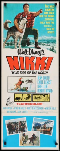 6z272 NIKKI insert 1961 Walt Disney, James Oliver Curwood, cool art of man & his dog!