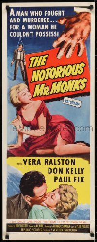 6z274 NOTORIOUS MR. MONKS insert 1958 man who fought and murdered for a woman he couldn't possess!