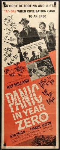 6z280 PANIC IN YEAR ZERO insert 1962 Ray Milland, Jean Hagen, Avalon, orgy of looting & lust!