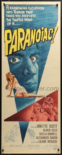 6z282 PARANOIAC insert 1963 Oliver Reed in a Hammer horror harrowing excursion into terror!