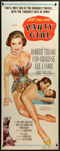 6z285 PARTY GIRL insert 1958 you'll meet sexiest Cyd Charisse at the roughest parties, Nicholas Ray