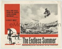 7c479 ENDLESS SUMMER LC 1965 Bruce Brown, Mike Hynson on surfboard by Robert August paddling!