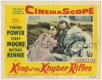 7c631 KING OF THE KHYBER RIFLES LC #5 1954 Tyrone Power & Terry Moore taking cover on the ground!