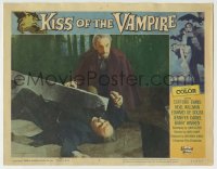 7c641 KISS OF THE VAMPIRE LC #1 1963 Hammer, Clifford Evans kneeling over dead man on ground!