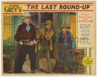 7c654 LAST ROUND-UP LC 1934 Randolph Scott, Monte Blue & Fuzzy Knight with their guns drawn!