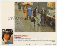 7c659 LE MANS LC #4 1971 race car driver Steve McQueen walking with pretty Elga Andersen in rain!