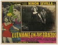 7c676 LLEVAME EN TUS BRAZOS Spanish/US LC 1954 pretty Ninon Sevilla running from Armando Silvestre!