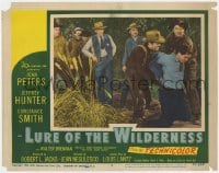 7c686 LURE OF THE WILDERNESS LC #6 1952 sheriff has his men arrest Jeffrey Hunter in the swamp!