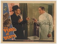 7c798 PEARL OF DEATH LC 1944 Basil Rathbone as Sherlock Holmes holds Miles Mander at gunpoint!