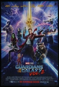 7g671 GUARDIANS OF THE GALAXY VOL. 2 int'l advance DS 1sh 2017 Pratt, Saldana, Rooker, blue design!