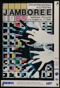 7g360 JAZZ JAMBOREE '85 Polish 26x39 1985 hands over colorful design by Roslaw Szaybo!