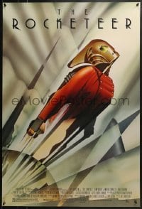 7g850 ROCKETEER DS 1sh 1991 Walt Disney, vintage deco-style John Mattos art of him soaring into sky!