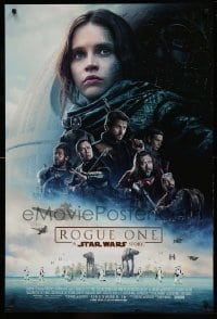 7g853 ROGUE ONE advance DS 1sh 2016 Star Wars Story, Felicity Jones, top cast montage, Death Star!