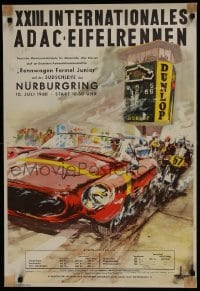 7g461 XXIII INTERNATIONALES ADAC EIFELRENNEN 22x32 German special poster 1960 Vanhusen Koln art!