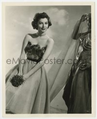 7h097 AVA GARDNER deluxe 8x10 still 1951 close up of the American Beauty standing by statue!