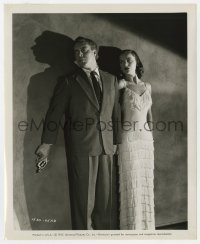 7h961 WEB 8.25x10 still 1947 cool c/u of sexy Ella Rains & Edmond O'Brien with gun by shadows!