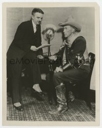 7h978 WILLIAM S. HART 8x10 radio publicity still 1929 w/The Majestic Theatre of the Air microphone!