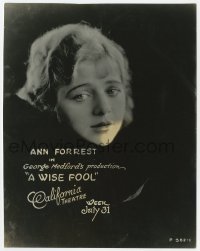 7h979 WISE FOOL 7.5x9.5 still 1921 head & shoulders portrait of pretty Ann Forrest!