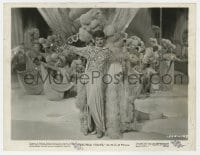 7h994 ZIEGFELD FOLLIES 8x10.25 still 1945 great c/u of Lucille Ball in wild outfit leading dancers!