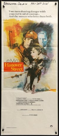 7j433 HANOVER STREET Aust daybill 1979 art of Harrison Ford & Lesley-Anne Down in World War II!