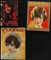 7m154 LOT OF 3 MOVIE MAGAZINES 1920s-1930s all with cover art of a popular actress of the time!