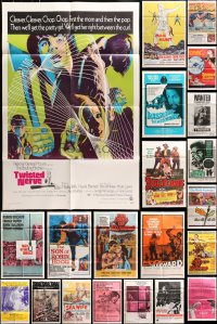 7m086 LOT OF 35 FOLDED ONE-SHEETS 1950s-1970s great images from a variety of different movies!