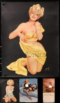 7m353 LOT OF 4 SEXY CALENDAR SAMPLES 1950s great art of half-naked women with some nudity!