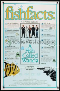 7p267 FISH CALLED WANDA 1sh 1988 John Cleese, Jamie Lee Curtis, Kline & Palin, wacky fish facts!