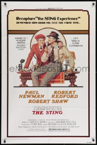 7p834 STING 1sh R1977 best artwork of Paul Newman & Robert Redford by Richard Amsel!