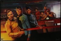 7r609 STAR TREK CREW 27x40 commercial poster 1991 art of classic sci-fi cast on bridge!